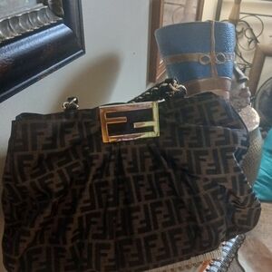 Fendi Black and Brown Shoulder Bag